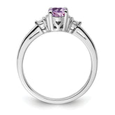 Sterling Silver Rhodium Diam. & Rose de France Ring